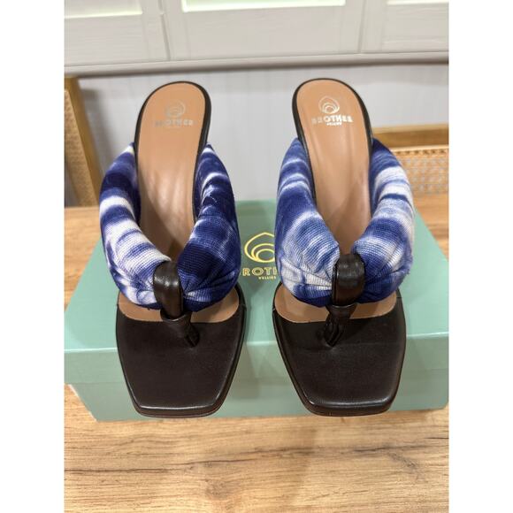 Brothers Vellies Togo Tie-Dye High-Heel Sandals Indigo Batik Textile Size 9 NIB - Picture 4 of 15